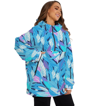 Women's Breckenridge Ski Snowboard Jacket, 3/4 Zip, Icy Blue Leaf Ski Jackets Berry Jane