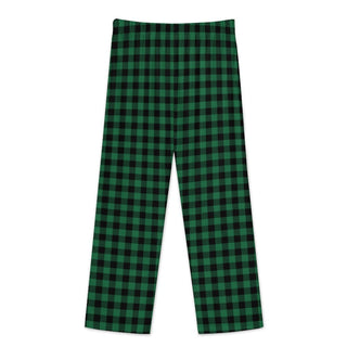 Women's Christmas Green Buffalo Check Pajama Set, Green Plaid Pajama Sets Berry Jane