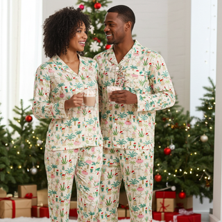His Hers Couples Beach Christmas Matching Pajama Set, Mele Kalikimaka Pajama Sets Berry Jane