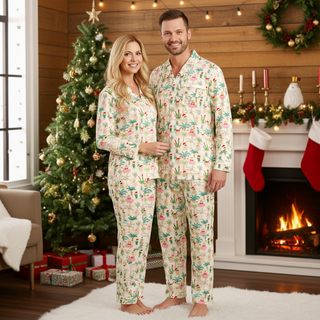 His Hers Couples Beach Christmas Matching Pajama Set, Mele Kalikimaka Pajama Sets Berry Jane