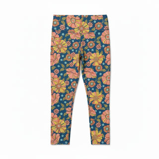 UPF 50+ Women's Surf, Swim, Surf Paddleboard Capri Pant 70s Retro Floral Swim leggings Berry Jane™