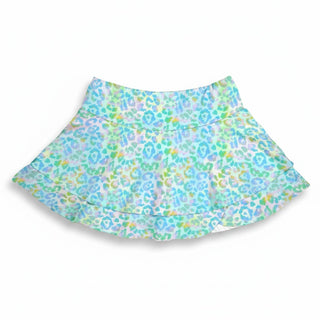 Women's Pastel Leopard Ruffle Hem Active Pickleball Tennis Skort