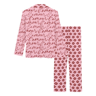 Women's Valentines Day Pajamas Set, French L'Amour Kisses Women's Pajama Sets Berry Jane