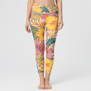 Women's UPF swim Leggings with Pockets, Island Vibes - Crossover Waist Swim leggings Berry Jane™