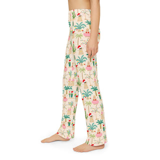 Kids Christmas Family Pajama Pants, Beach Mele Kalikimaka Snowman Party Kids Pajamas Berry Jane