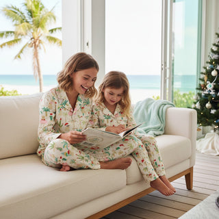 Kids Christmas Family Pajama Set, Beach Mele Kalikimaka Snowman Party
