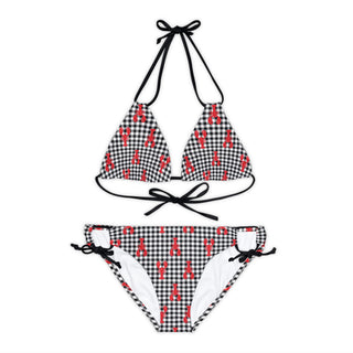 Women's Bikini Set, Lobsters Black Gingham Print Swimwear Berry Jane™