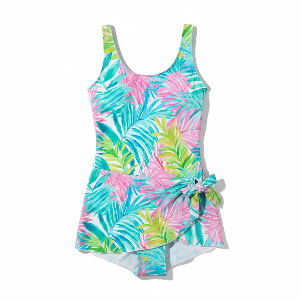 wrap swim dress Plus Size One Piece in Colorblock Paisley Black 22W Flowy Bottom Time and Tru Women's and