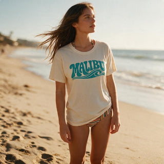 Malibu Graphic Tee - Garment Dyed Beach T-Shirt T-Shirts Berry Jane™