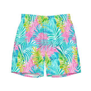 Men's 6.5 inseam swim trunks, bright preppy floral