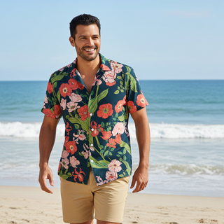Men's Hawaiian Shirt, Casual Beach Shirt - Seychelles Floral Men's Shirts Berry Jane™