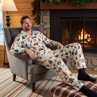 Men's Fall Nordic Bears Pajamas – Cabin Winter & Holiday Sleepwear - Couples Matching Pajama Sets Berry Jane