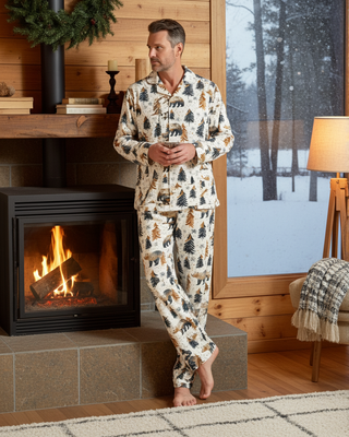 Men's Fall Nordic Bears Pajamas – Cabin Winter & Holiday Sleepwear - Couples Matching Pajama Sets Berry Jane