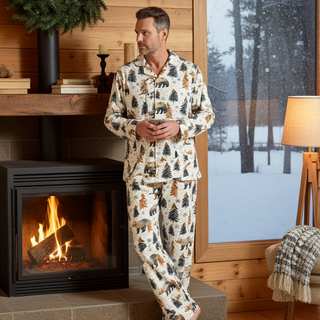 Men's Fall Nordic Bears Pajamas – Cabin Winter & Holiday Sleepwear - Couples Matching