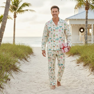 Men's Holiday Beach Christmas Matching Pajama Set, Mele Kalikimaka