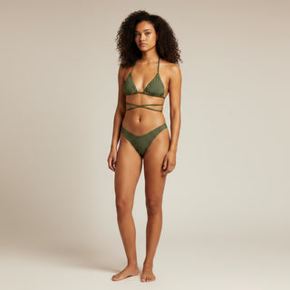 Women's Olive Green V-Cut Bikini Bottom