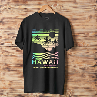Pastel Rainbow Hawaii Graphic Tee, Black T-Shirts Berry Jane™