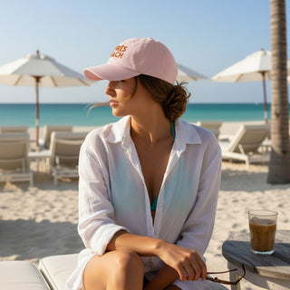 Après Beach Embroidered Pastel Pink Baseball Hat, Summer Travel Baseball Caps Berry Jane™