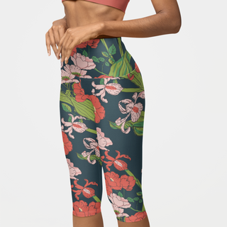 Womens floral capri leggings, swim capri pants