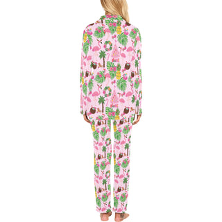 Beach Christmas Pajamas, Women's Tropical Christmas Pajama Set (Pink) Pajama Sets Berry Jane