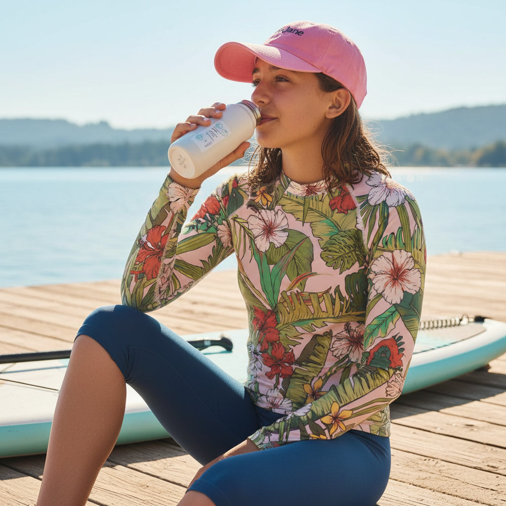 Tween & Teen Girls Rash Guard UPF 50+ (Sizes 8–20) -Tropical Floral ...
