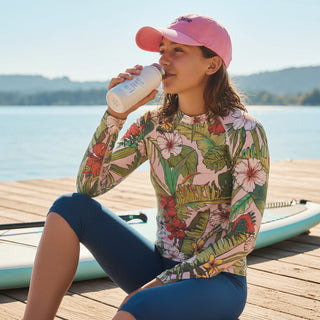 Tween & Teen Girls Rash Guard UPF 50+ (Sizes 8–20) -Vintage Tropical Floral