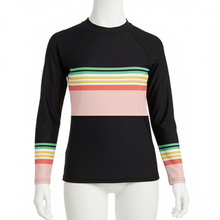 Girls Tween UPF 50+ Swim Rash Guard - Vintage Hawaii Stripe Kids Rash Guards & Swim Shirts Berry Jane™