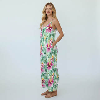 Resort, Women's Hawaiian Tropical Floral Summer Jumpsuit, Resort wear, casual beachwear