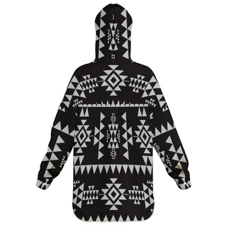 Women’s Southwestern Print Fleece Sherpa Lined Jacket with Hood, Black Women's Jackets Berry Jane