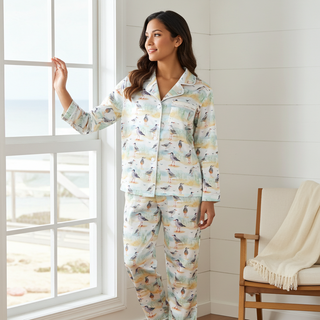 Women's Beach Sea Birds Silky Pajama Pants Set Women's Pajama Sets Berry Jane™