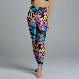 UPF 50 Surf, Paddle Board Swim Leggings - Floral Hibiscus Hawaii Swim leggings Berry Jane™