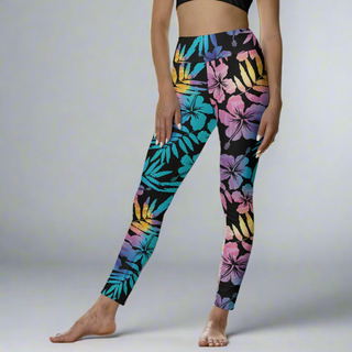 UPF 50 Surf, Paddle Board Swim Leggings - Floral Hibiscus Hawaii Swim leggings Berry Jane™