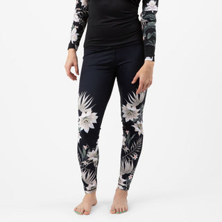 Berry Jane UPF 50 Paddle Board Swim Leggings - Black Hawaiian Lily Swim leggings Berry Jane™