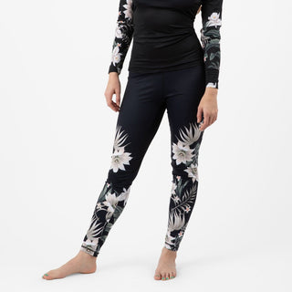 Berry Jane UPF 50 Paddle Board Swim Leggings - Black Hawaiian Lily Swim leggings Berry Jane™