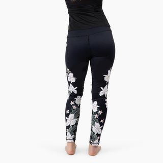 Berry Jane UPF 50 Paddle Board Swim Leggings - Black Hawaiian Lily Swim leggings Berry Jane™