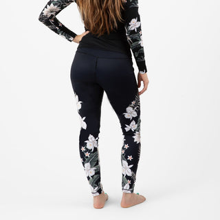 Berry Jane UPF 50 Paddle Board Swim Leggings - Black Hawaiian Lily Swim leggings Berry Jane™