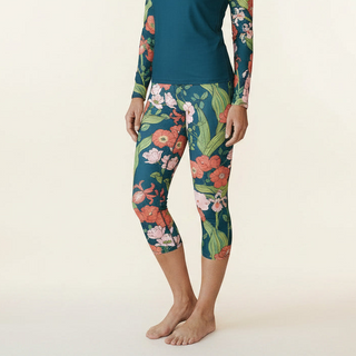 Women's UPF 50+ Swim Capri Leggings, Seychelles Floral Swim leggings Berry Jane™