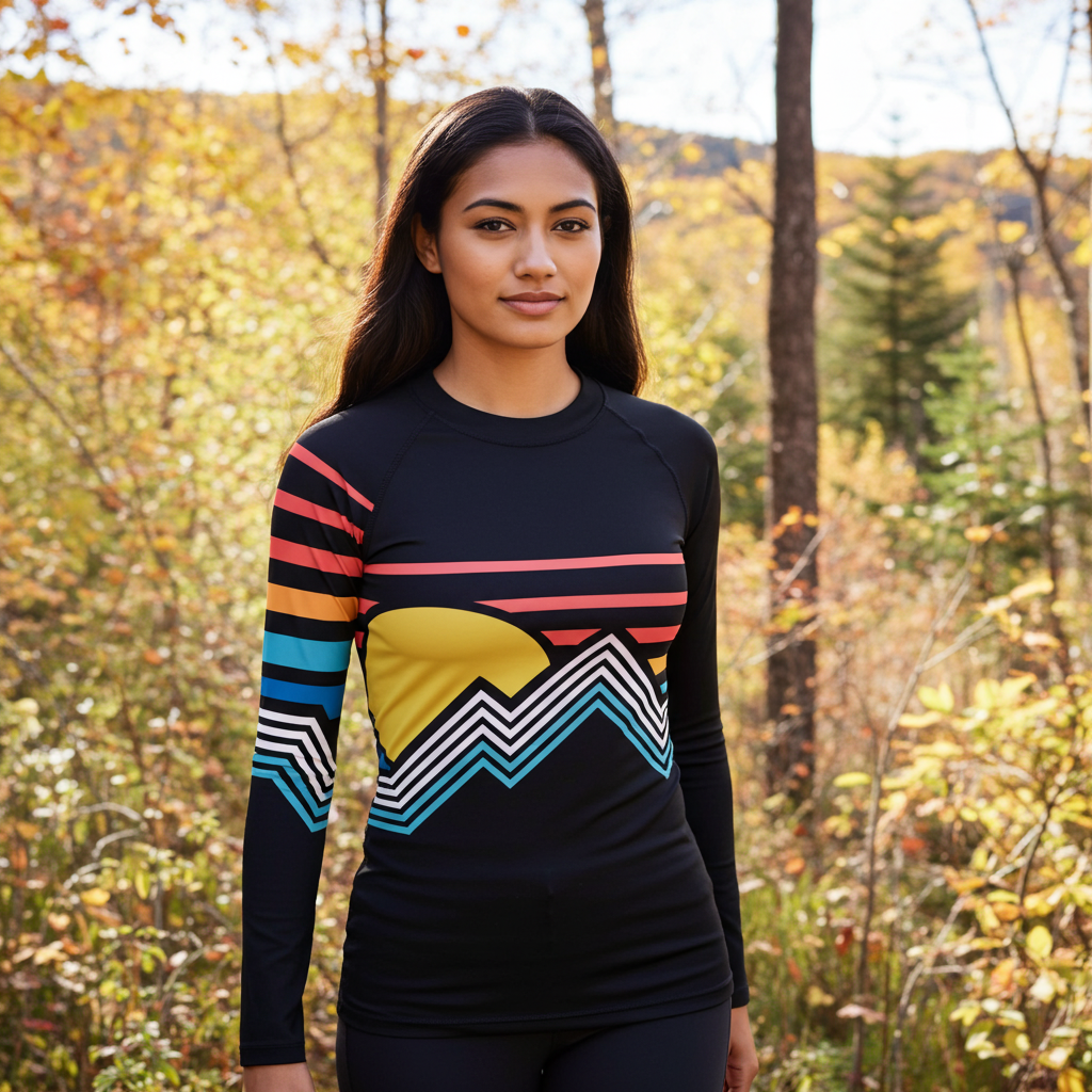 Women's UPF 50 Long Sleeve Rash Guard - Colorado Mountains – Berry Women's UPF 50 Long Sleeve Rash Guard - Colorado Mountains – Berry