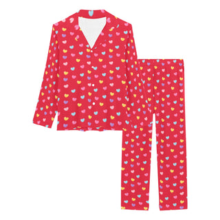 Women's Red Valentines Pajamas Set, Hearts Women's Pajama Sets Berry Jane