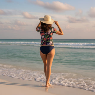 Women's UPF Short Sleeve Lined Swim Shirt - Seychelles Floral