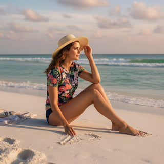 Women's UPF Short Sleeve Lined Swim Shirt - Seychelles Floral