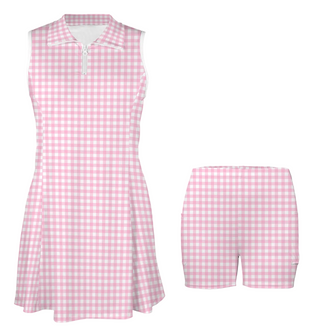 Women's 2 piece tennis dress with shorts pink gingham