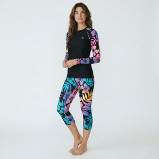 Women's Swim Capri Leggings UPF 50 - Floral Hibiscus Hawaii Swim leggings Berry Jane™