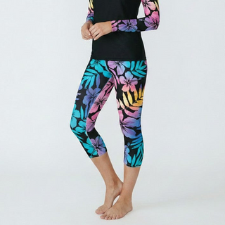 Women's Swim Capri Leggings UPF 50 - Floral Hibiscus Hawaii Swim leggings Berry Jane™