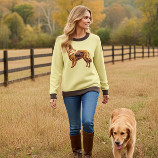 Women's Yellow Golden Retriever Sweater, Fall Knit Sweater