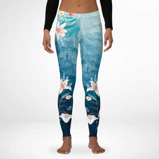 Women's UPF Swim Leggings, Surf Swim Paddle Board, Ocean Floral Swim leggings Berry Jane™