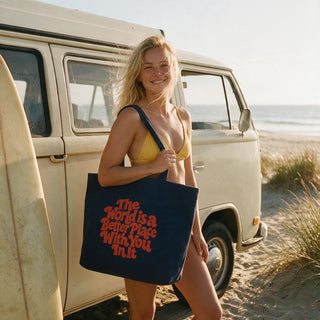 The World is a Better Place with You Cotton Tote Bag, Travel Beach Bag Totes Berry Jane™