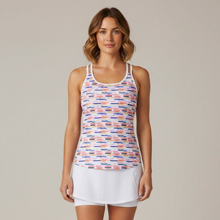 Women's Abstract Sporty Tank Top with Built-in Shelf Bra