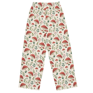 Adults pajama pants - red mushrooms