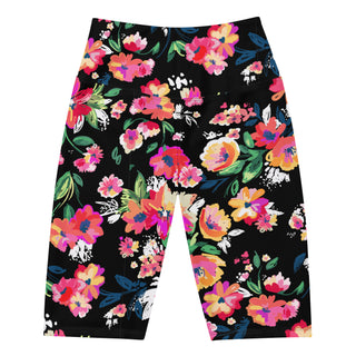 Women's Plus Size 9" Quick Dry High Waist Modest Swim Shorts, Floral swim shorts Berry Jane™